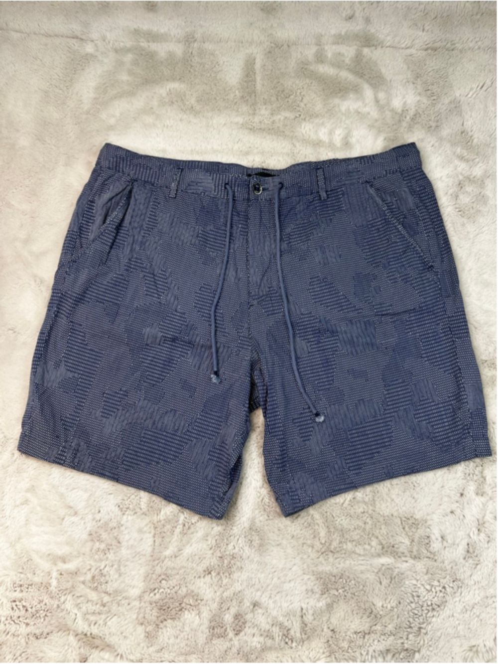Robert Graham Flat Front Shorts Mens Size 40 Classic Fit Drawstrings Pockets Blu